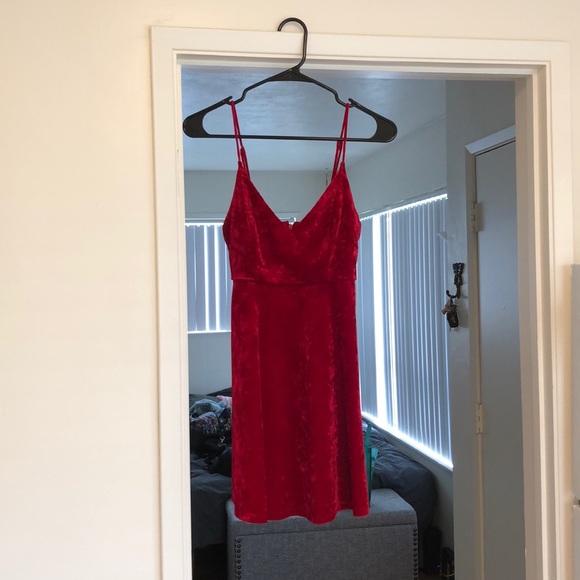 red velvet cami dress